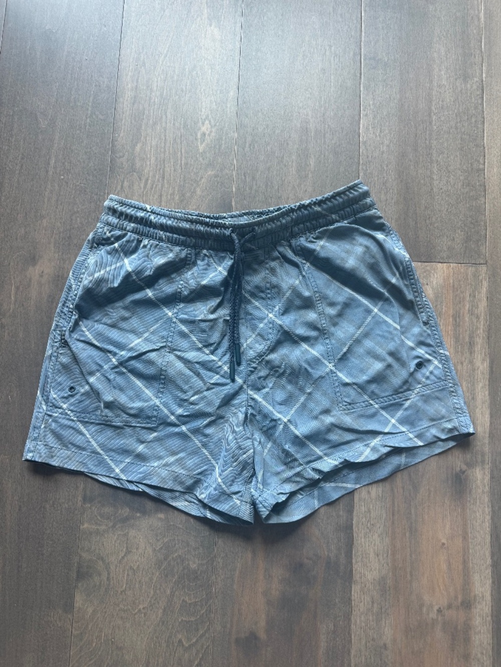 New Burberry Men's Light Blue Swim Trunks. Size Medium.